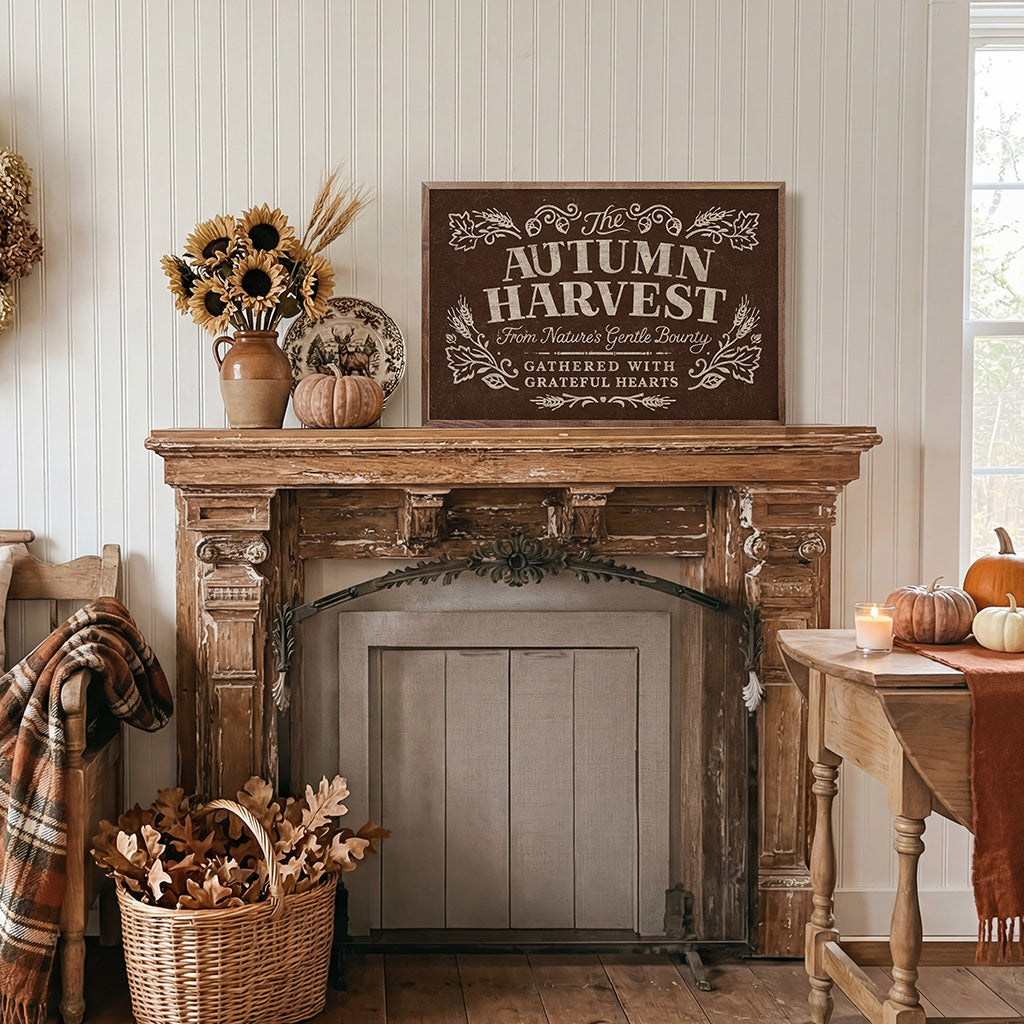 Autumn Harvest Brown Printed and Framed Wall Sign