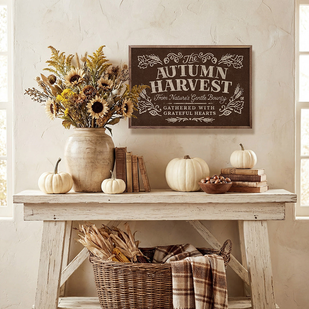 Autumn Harvest Brown Printed and Framed Wall Sign