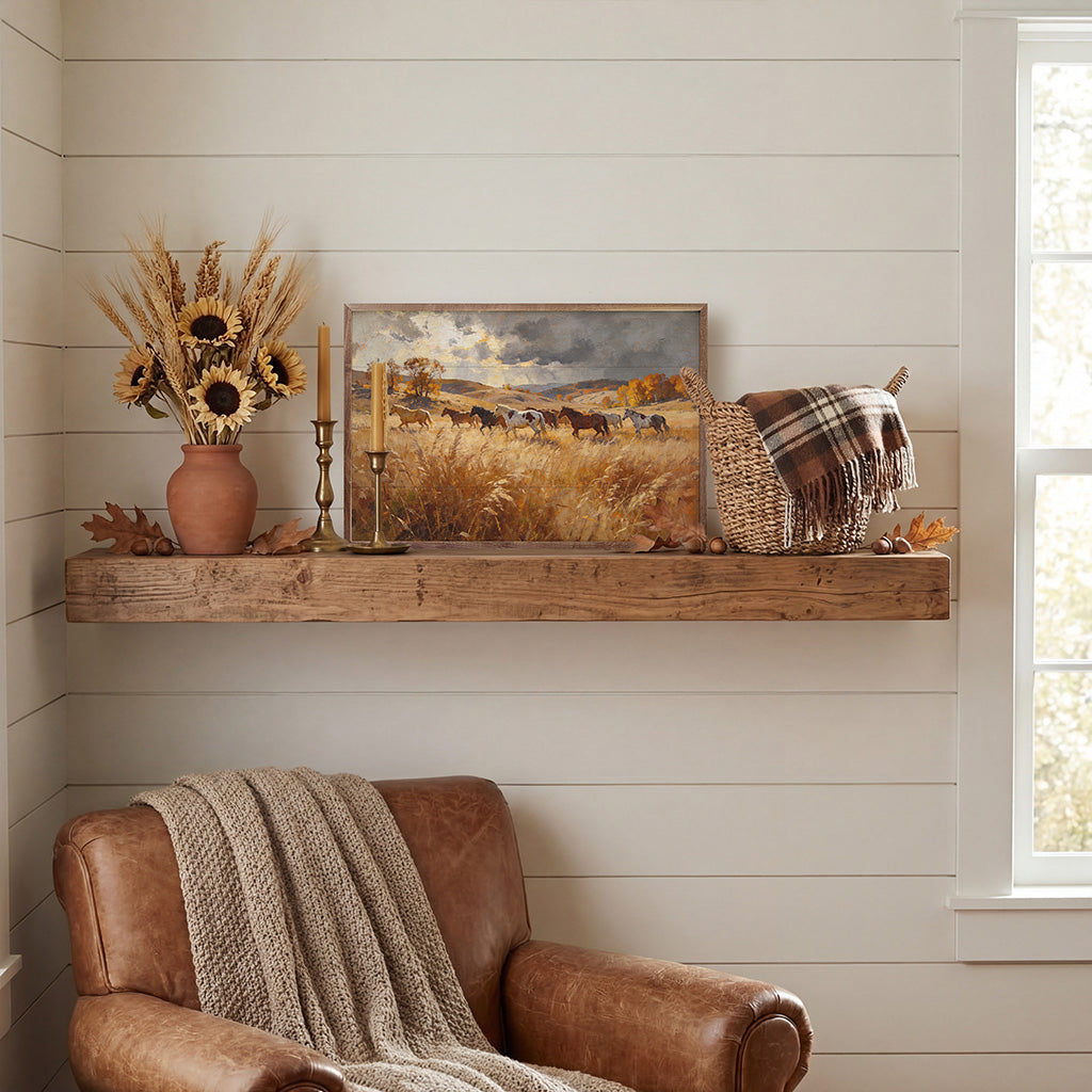 Autumn Horses Printed and Framed Wall Sign