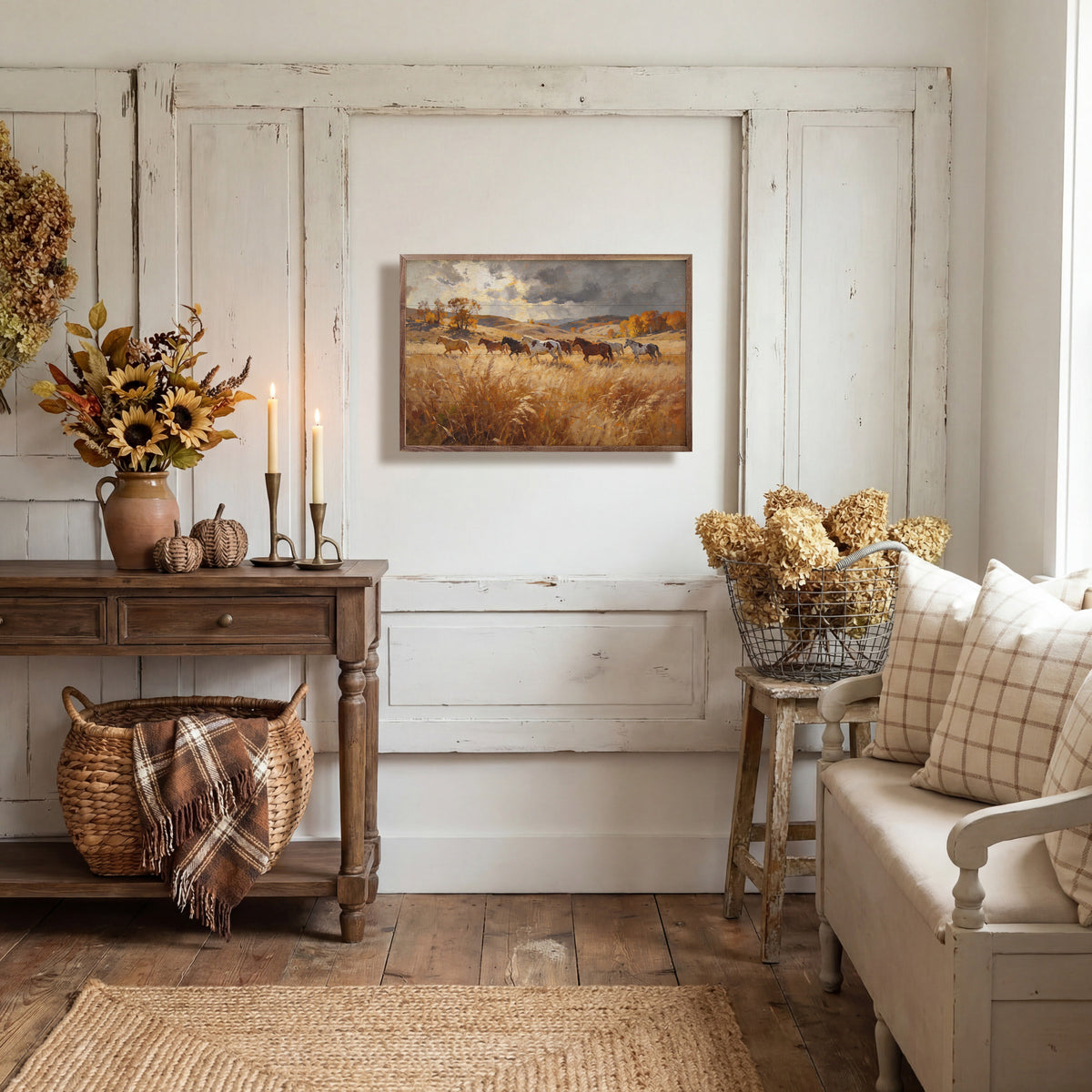 Autumn Horses Printed and Framed Wall Sign