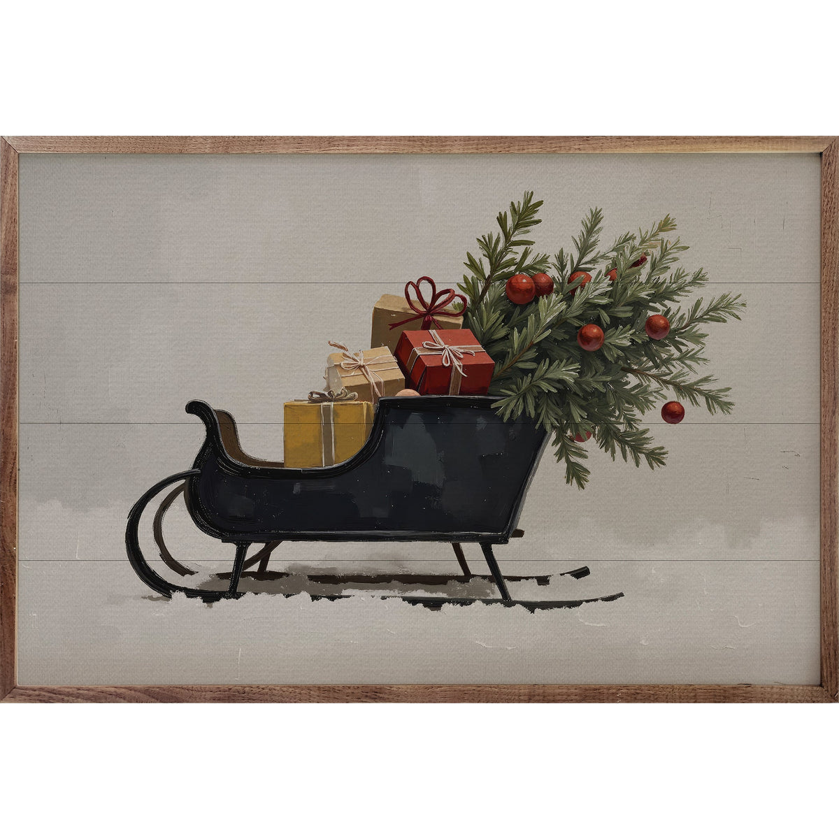 Black Sleigh Printed and Framed Wall Sign