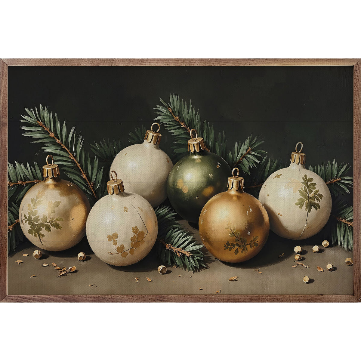 Bright Christmas Ornaments Printed and Framed Wall Sign