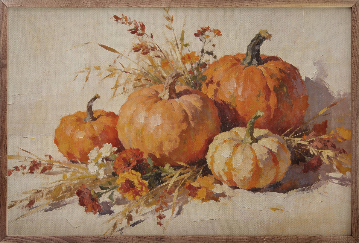 Burnished Orange Harvest Pumpkins Printed and Framed Wall Sign