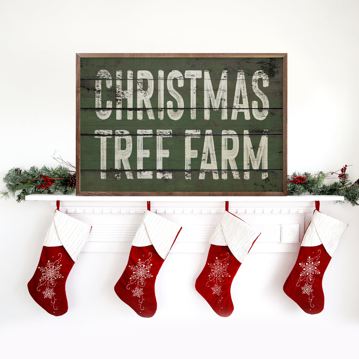 Christmas Tree Farm Green Printed and Framed Wall Sign
