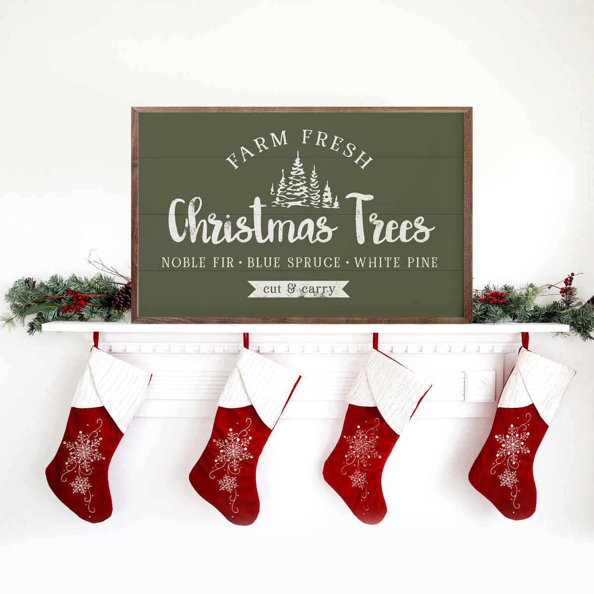 Christmas Trees Cut And Carry Green Printed and Framed Wall Sign