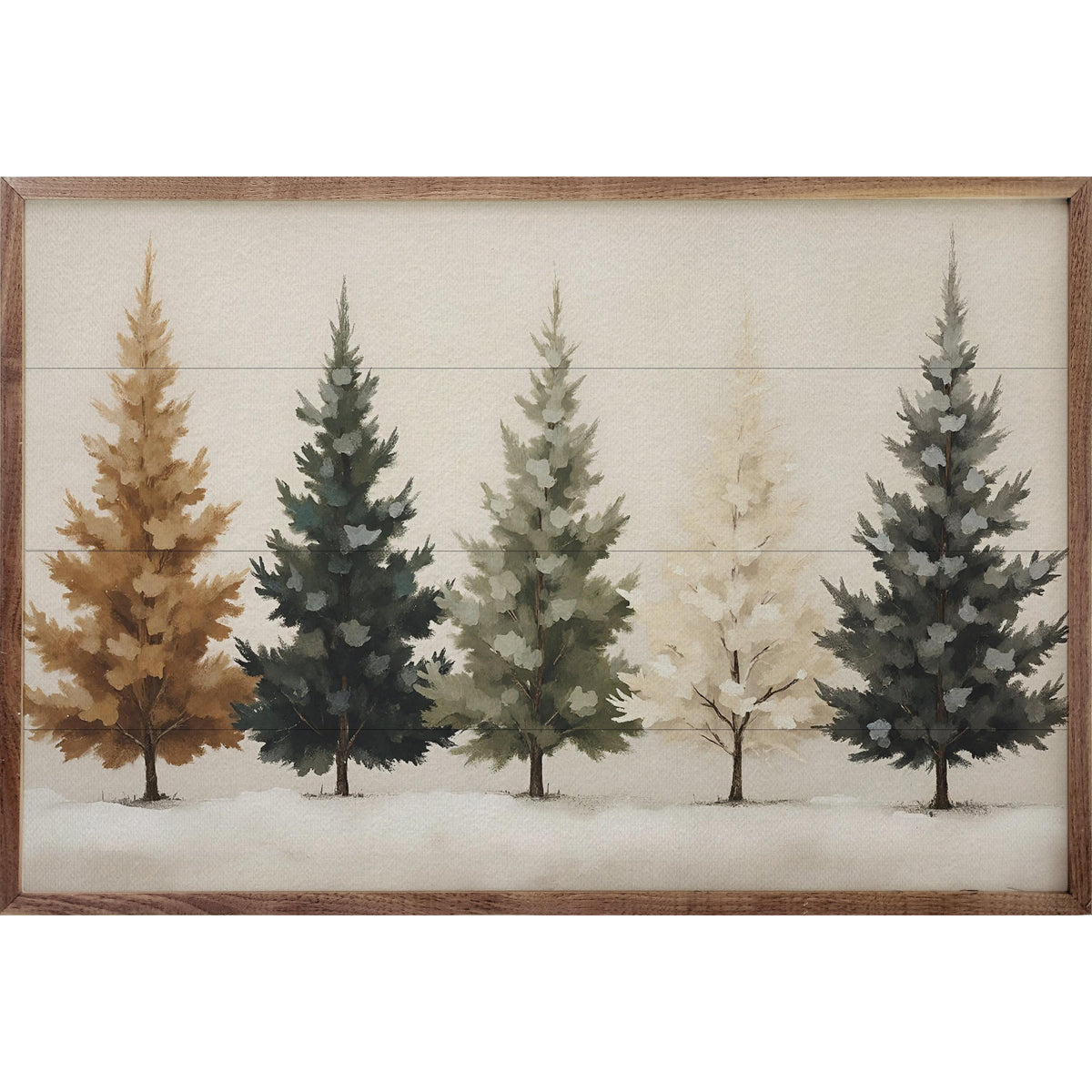 Colored Pine Trees Printed and Framed Wall Sign