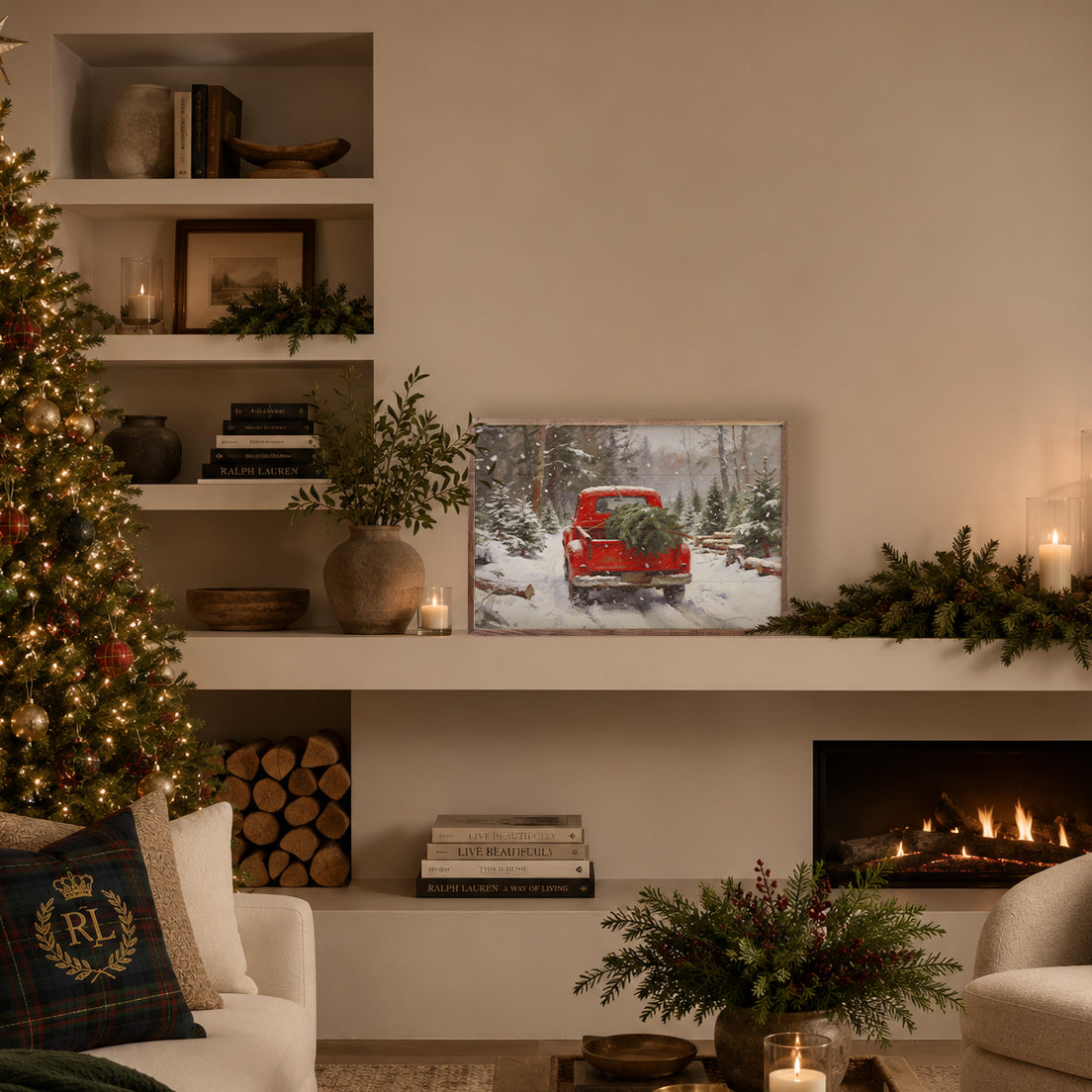 Cranberry Truck Christmas Printed and Framed Wall Sign