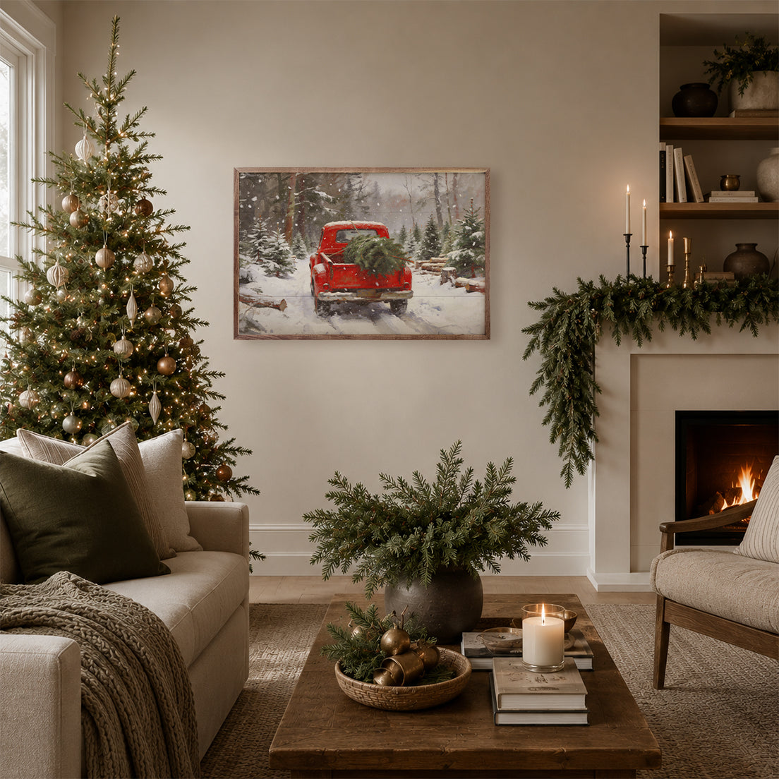 Cranberry Truck Christmas Printed and Framed Wall Sign