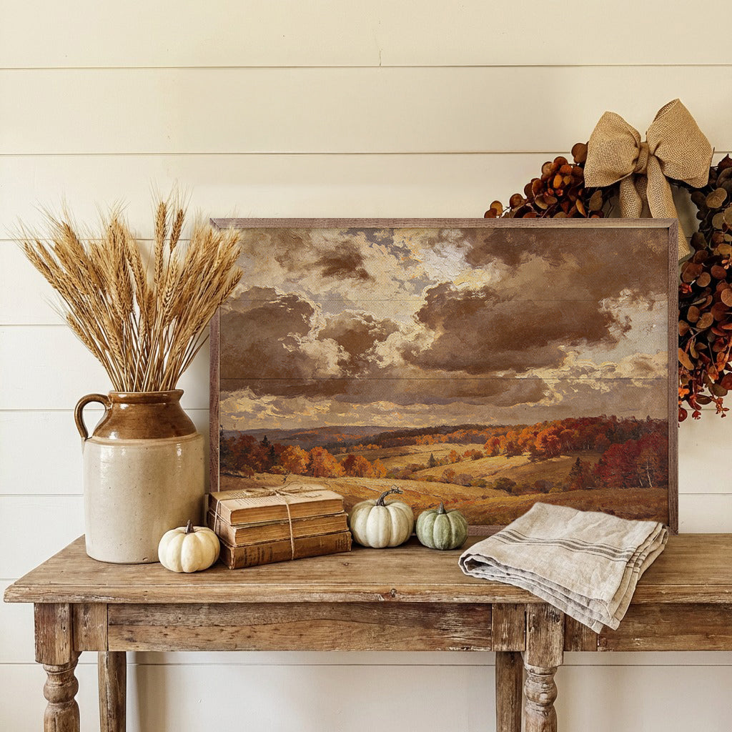 Flyover Autumn Woods Printed and Framed Wall Sign