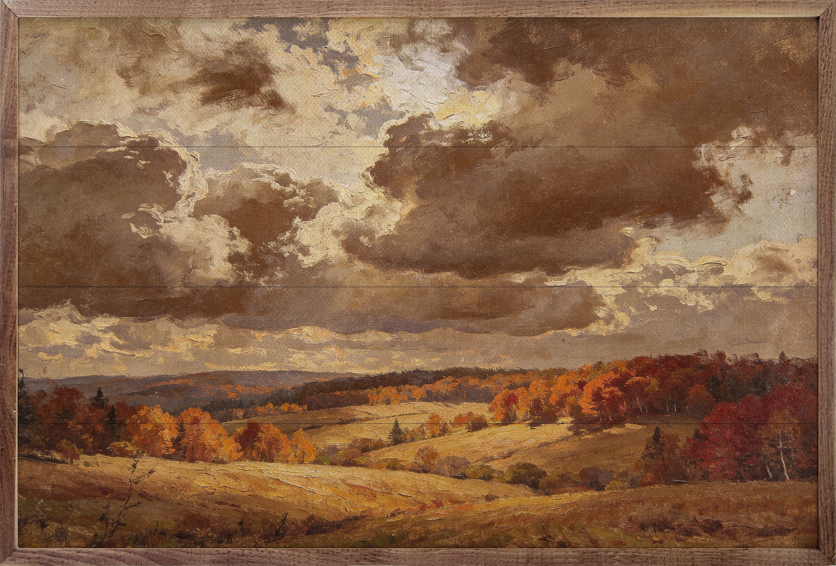 Flyover Autumn Woods Printed and Framed Wall Sign