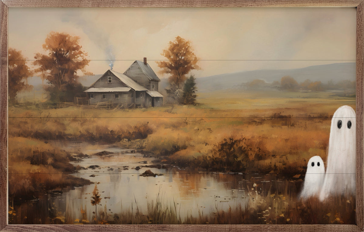 Ghosts In Field By Petals Prints Design Printed and Framed Wall Sign