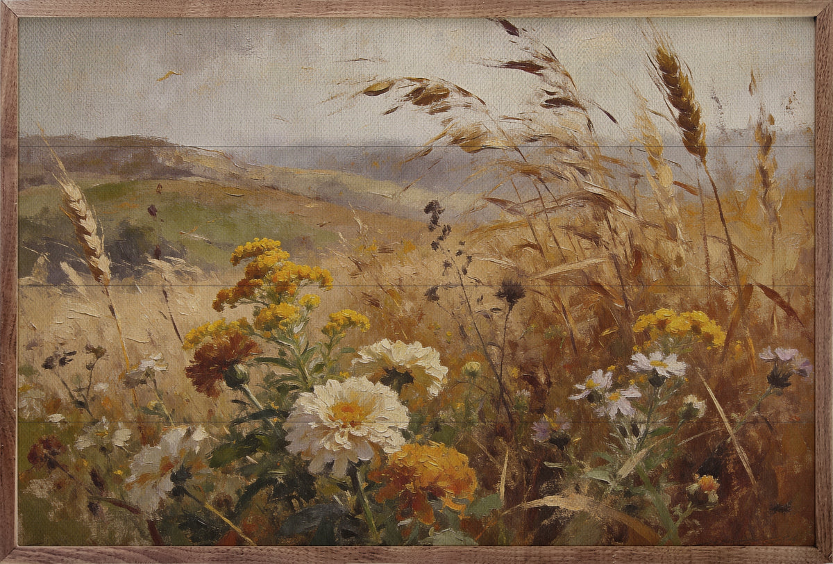 Golden Prairie In Bloom Printed and Framed Wall Sign