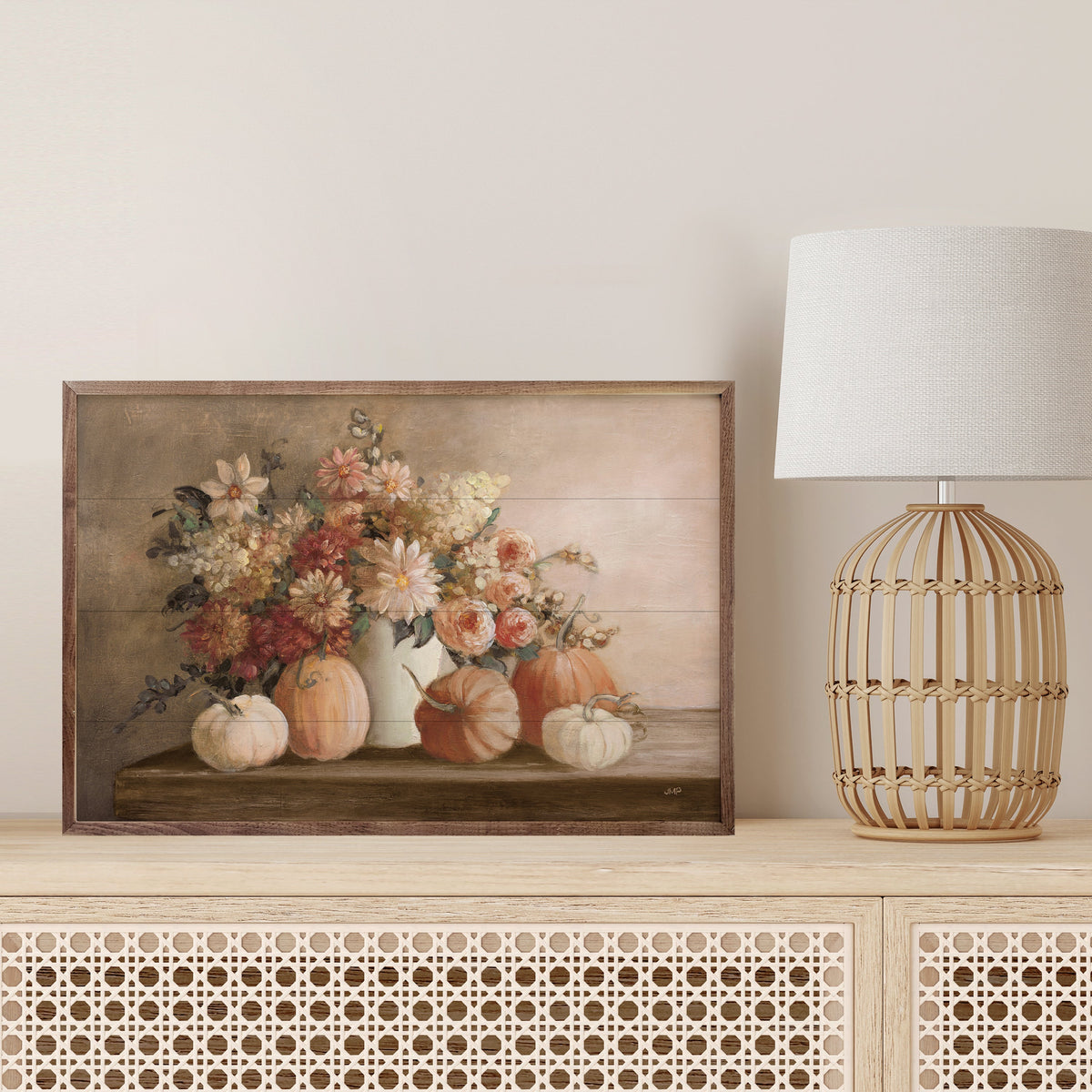 Harvest Bouquet Pomegranate By Julia Purinton Printed and Framed Wall Sign