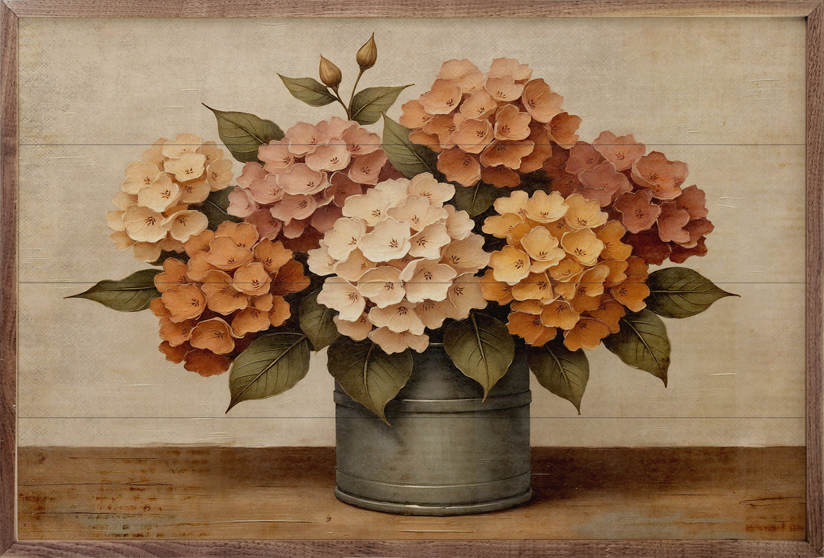 Hydrangea Fall Bouquet Printed and Framed Wall Sign