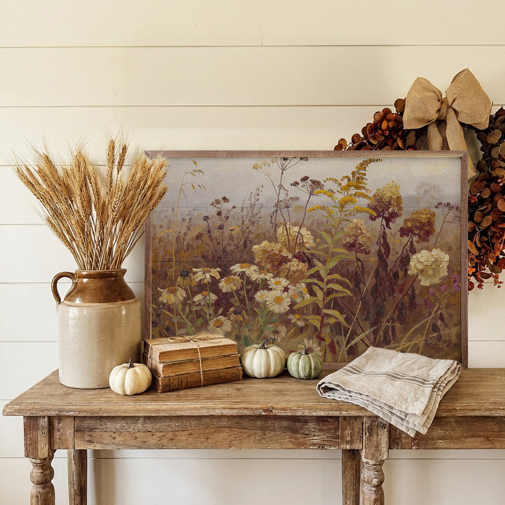 Late Season Wildflower Meadow Printed and Framed Wall Sign