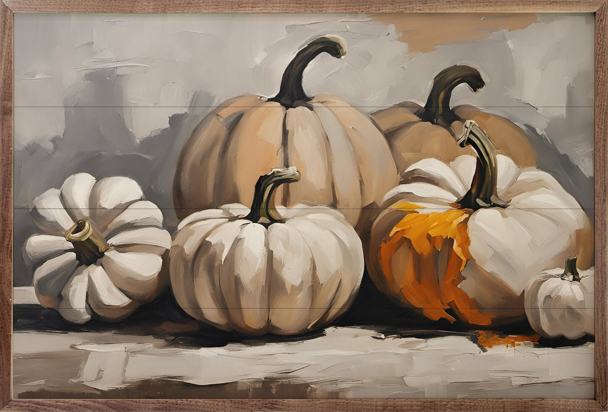 Neutral Pumpkins Printed and Framed Wall Sign