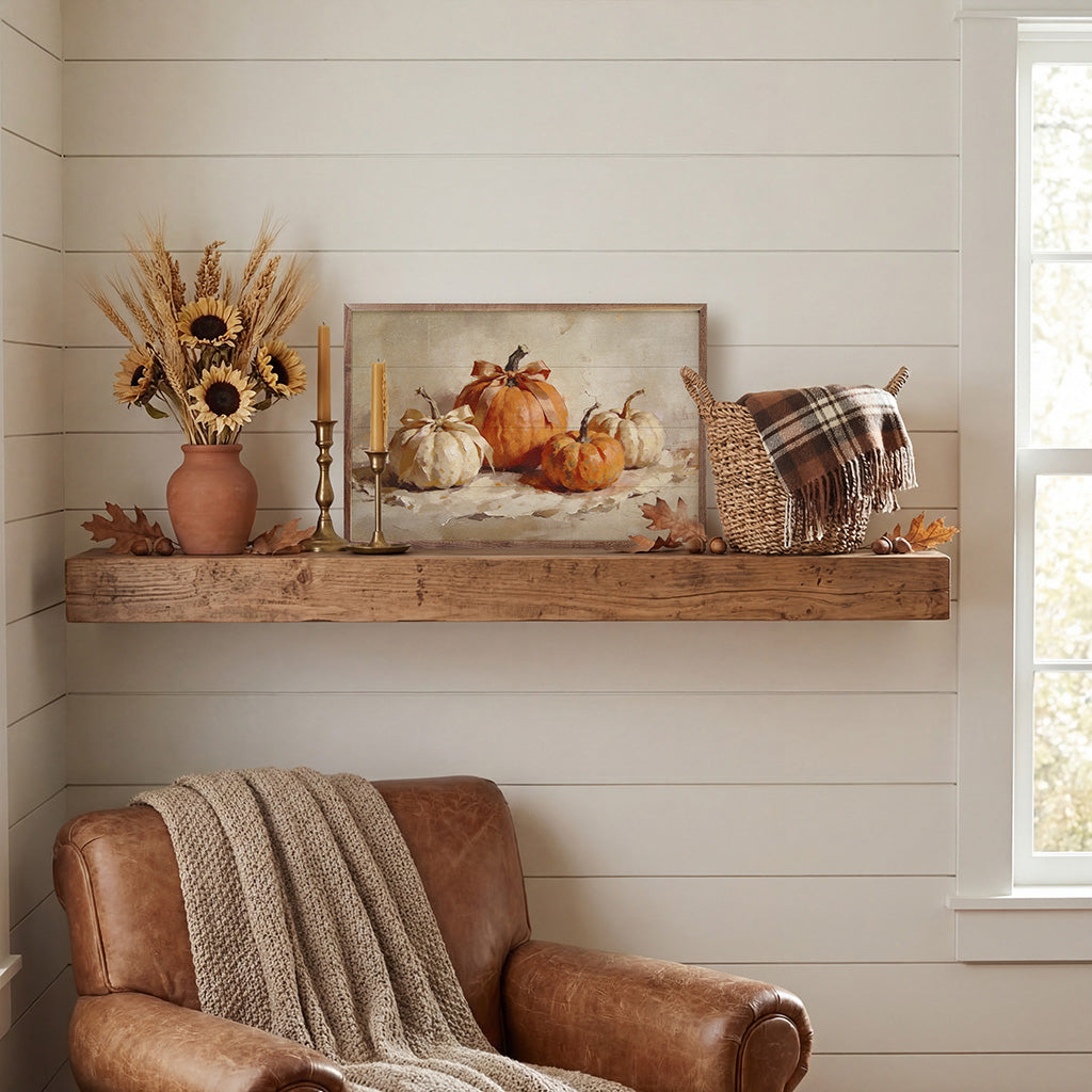 Orange Pumpkins With Bows Printed and Framed Wall Sign