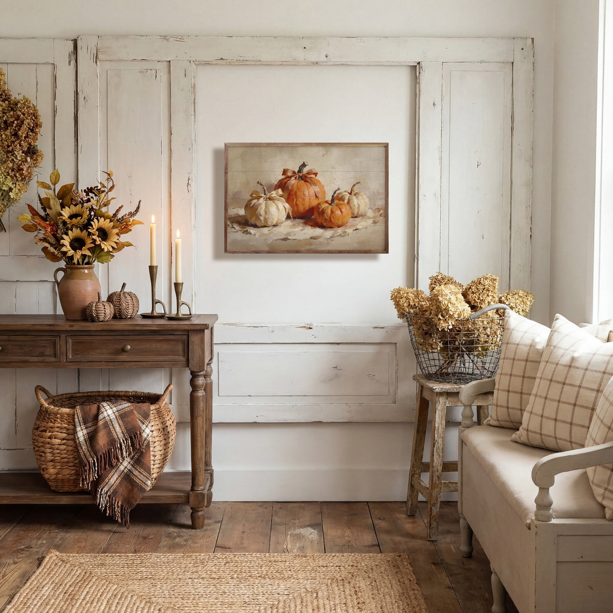 Orange Pumpkins With Bows Printed and Framed Wall Sign