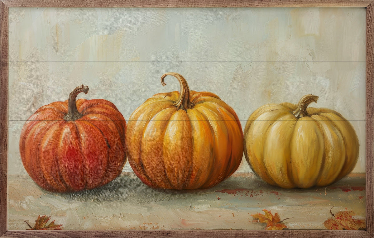 Pumpkin Trio By Petals Prints Design Printed and Framed Wall Sign