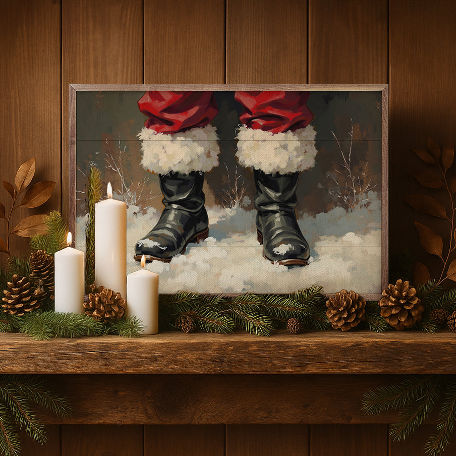 Santa's Boots Printed and Framed Wall Sign