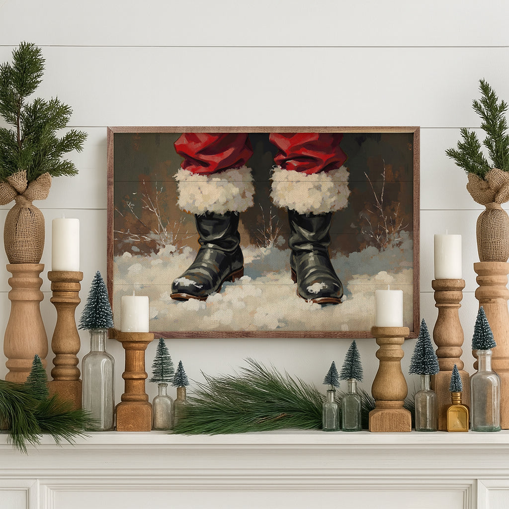 Santa's Boots Printed and Framed Wall Sign