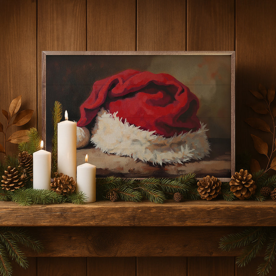 Santa's Hat Printed and Framed Wall Sign