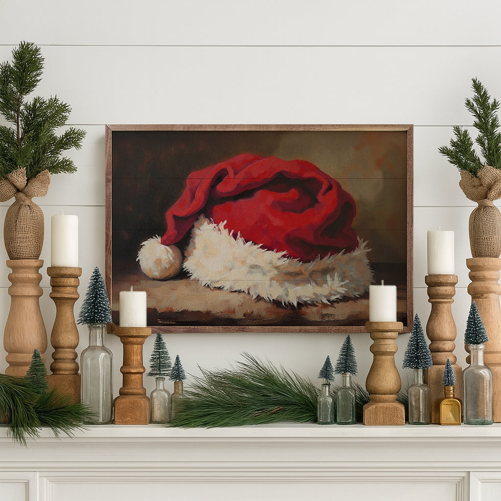 Santa's Hat Printed and Framed Wall Sign