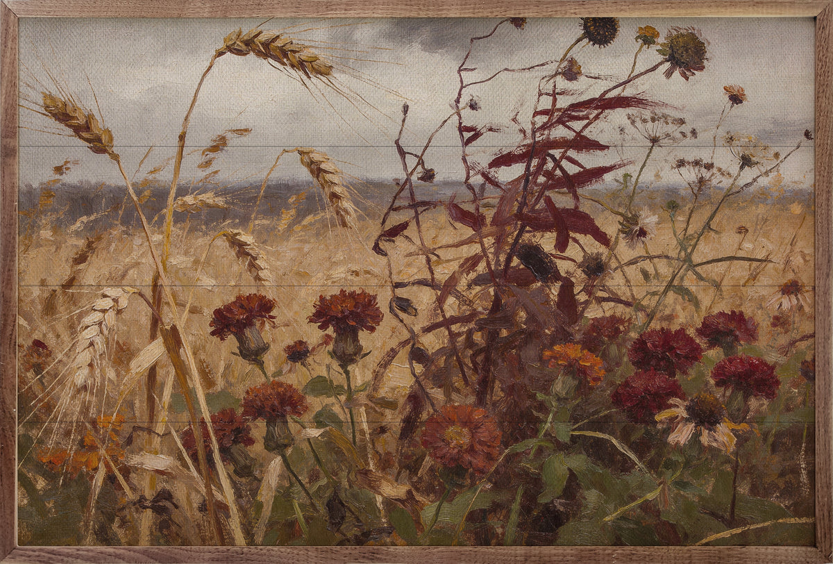 Stormy Auburn Field Printed and Framed Wall Sign