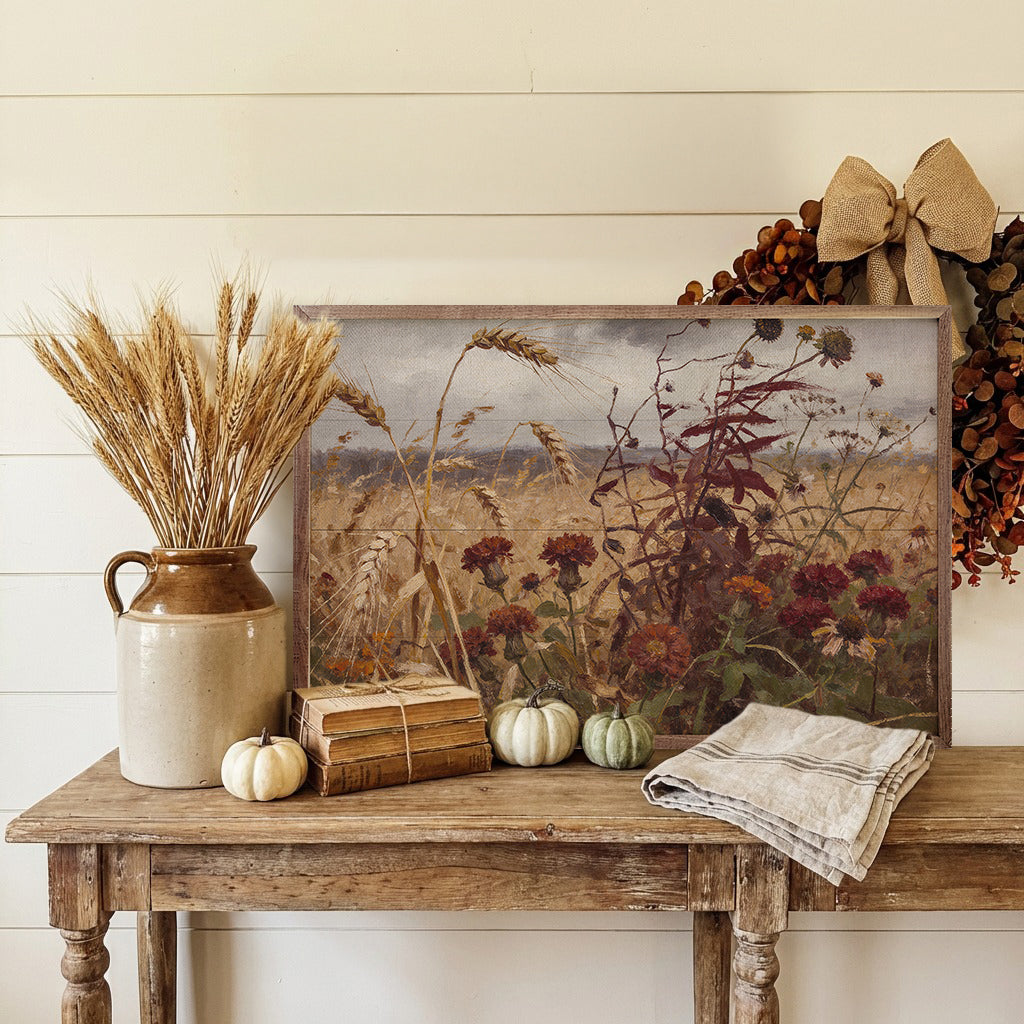 Stormy Auburn Field Printed and Framed Wall Sign