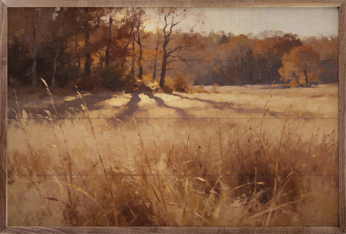 Sunlit Autumn Meadow Printed and Framed Wall Sign