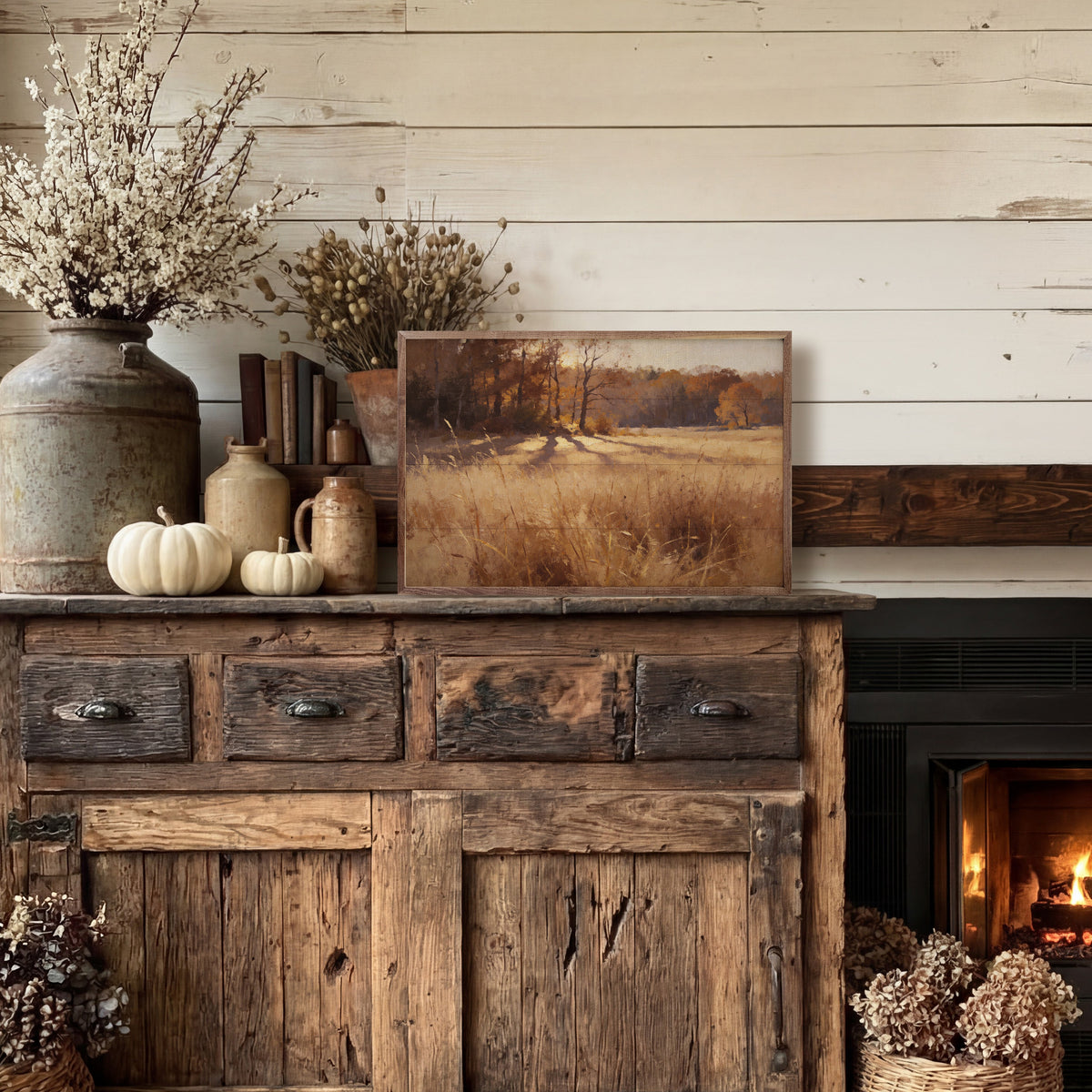 Sunlit Autumn Meadow Printed and Framed Wall Sign