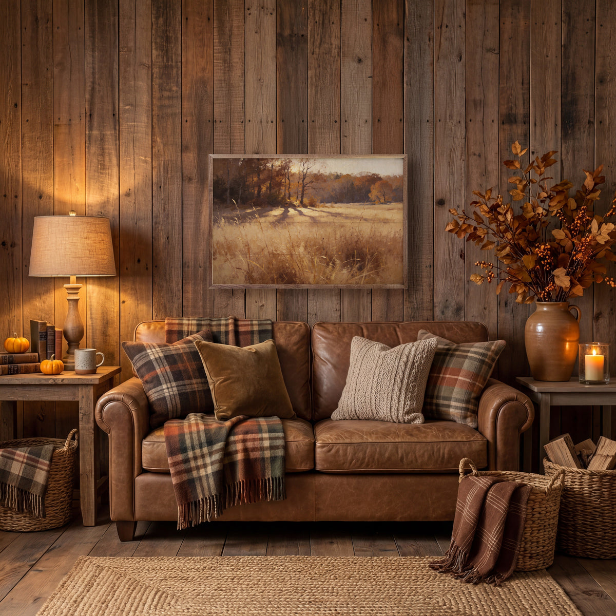 Sunlit Autumn Meadow Printed and Framed Wall Sign