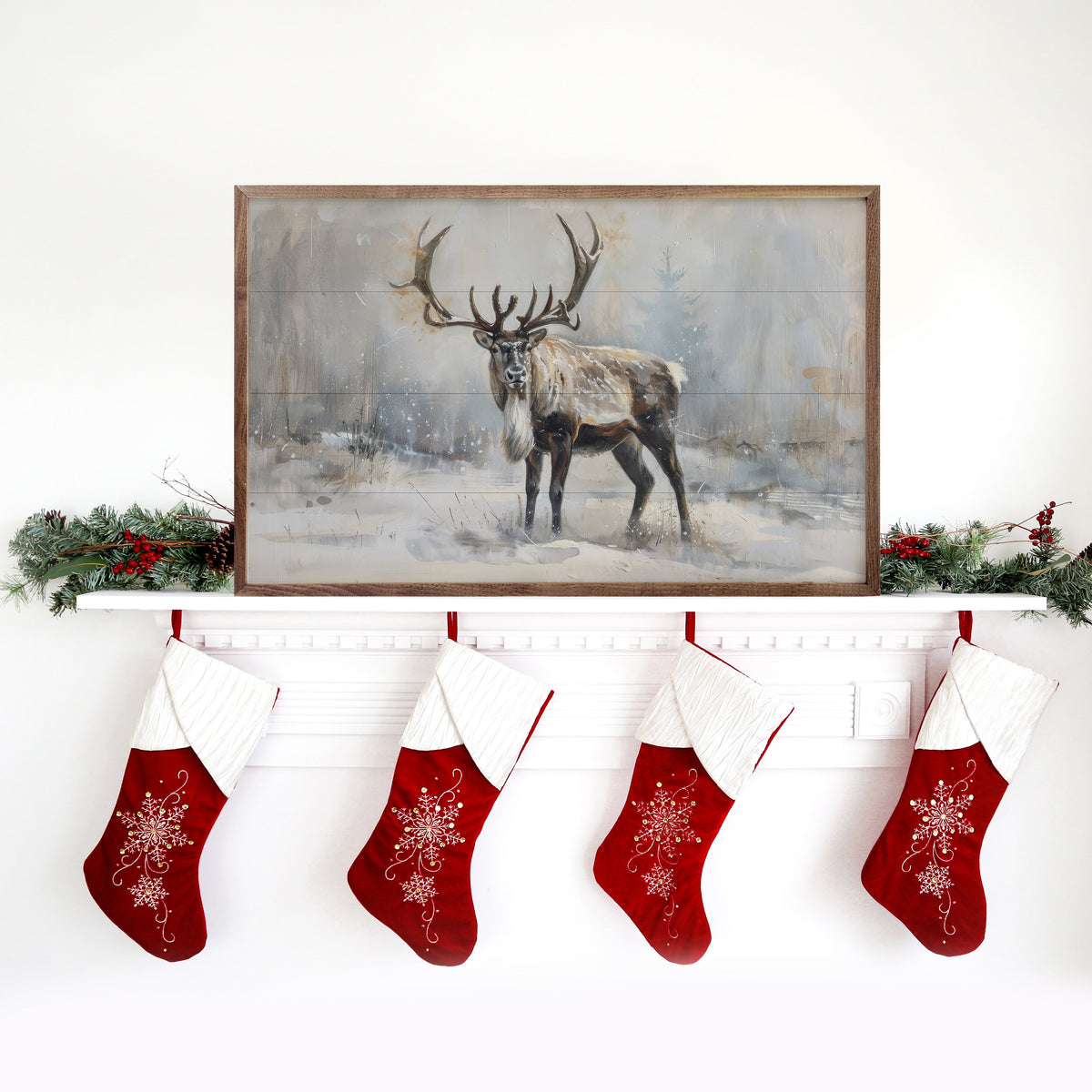 Wild Reindeer I By Petals Prints Design Printed and Framed Wall Sign