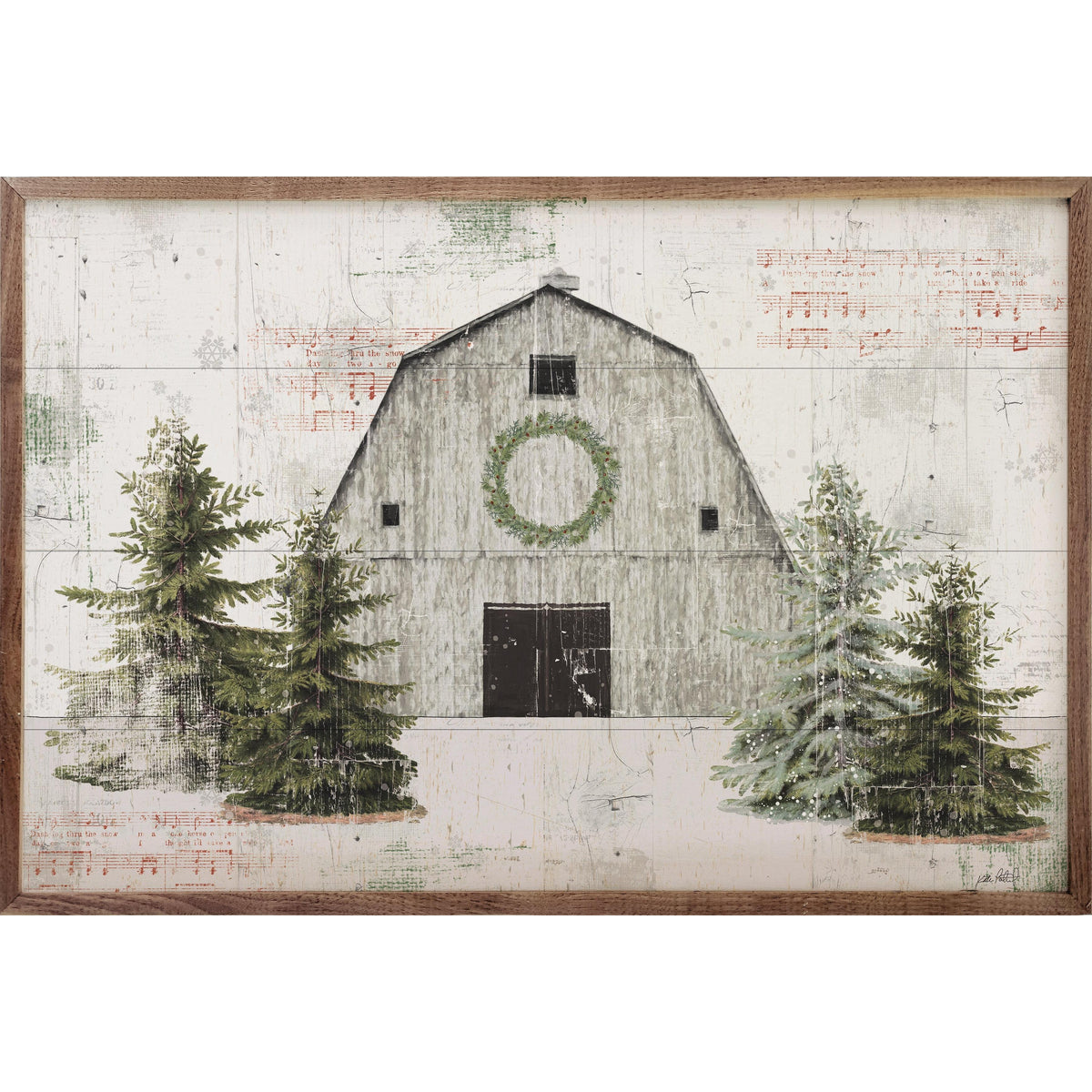 Wooded Holiday I Barn By Katie Pertiet Printed and Framed Wall Sign