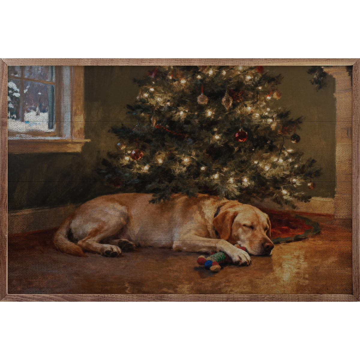 Lab Under The Christmas Tree Printed and Framed Wall Sign