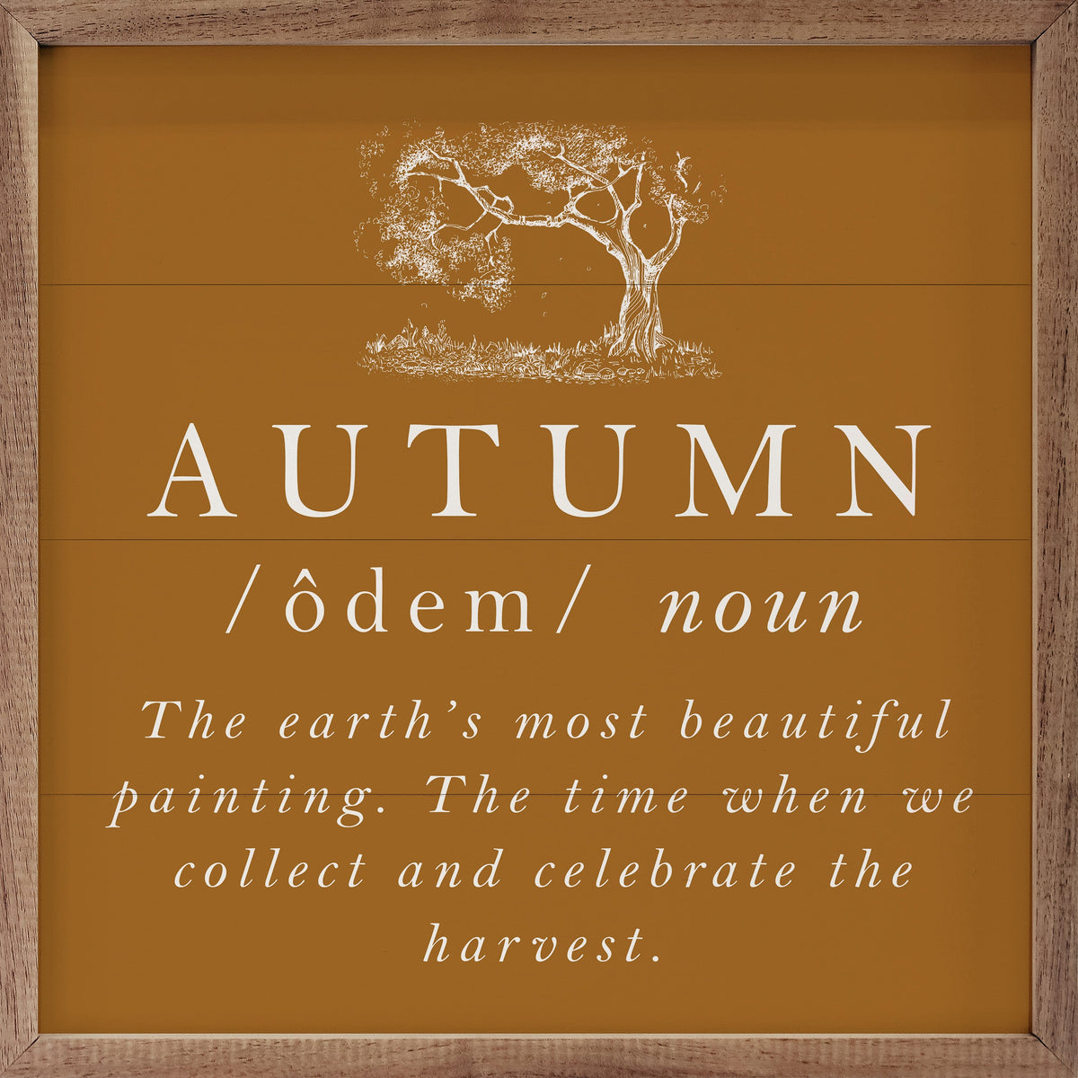 Autumn Definition Tree Gold Printed and Framed Wall Sign