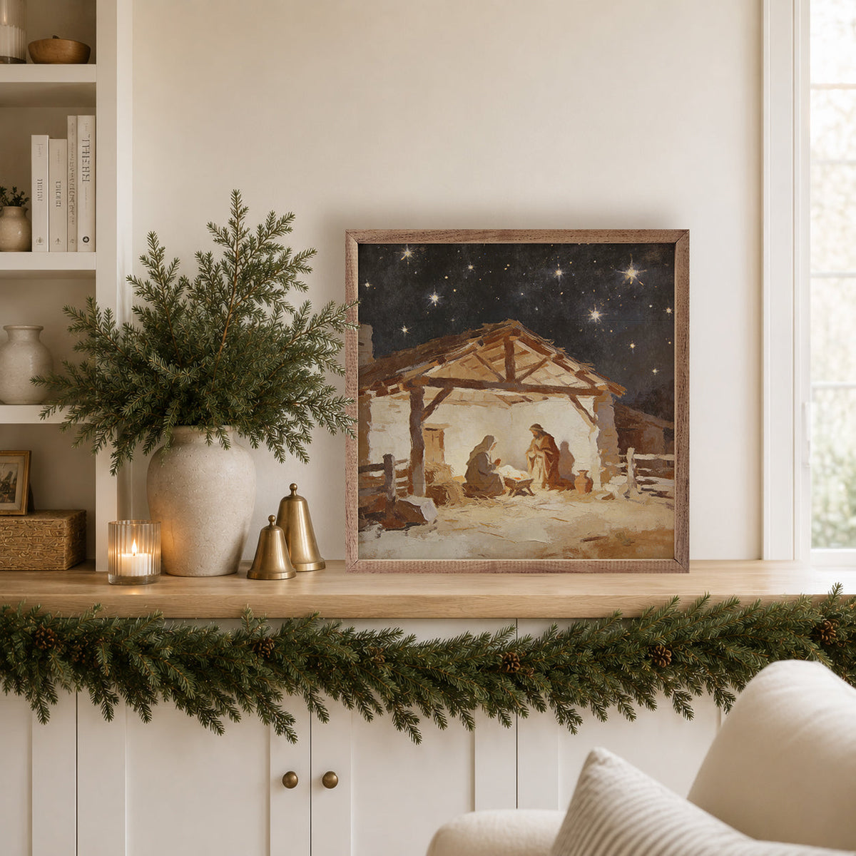 Bethlehem Under Stars Printed and Framed Wall Sign