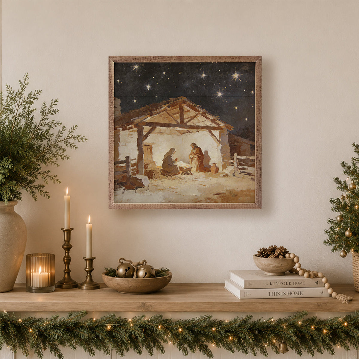 Bethlehem Under Stars Printed and Framed Wall Sign