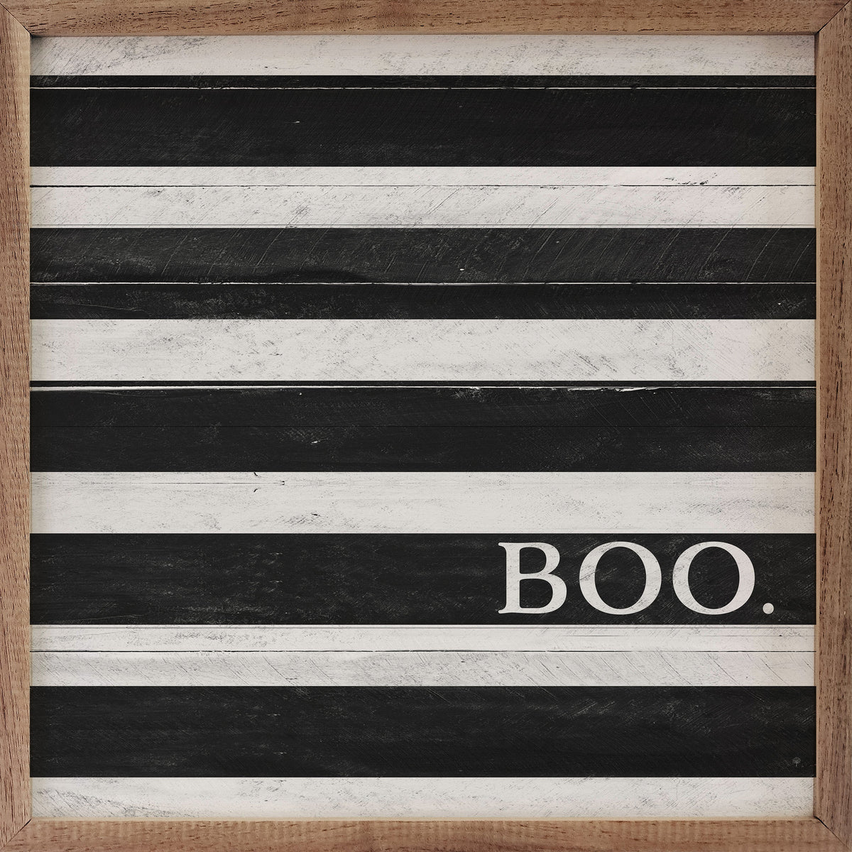 Boo White And Black Stripe Printed and Framed Wall Sign