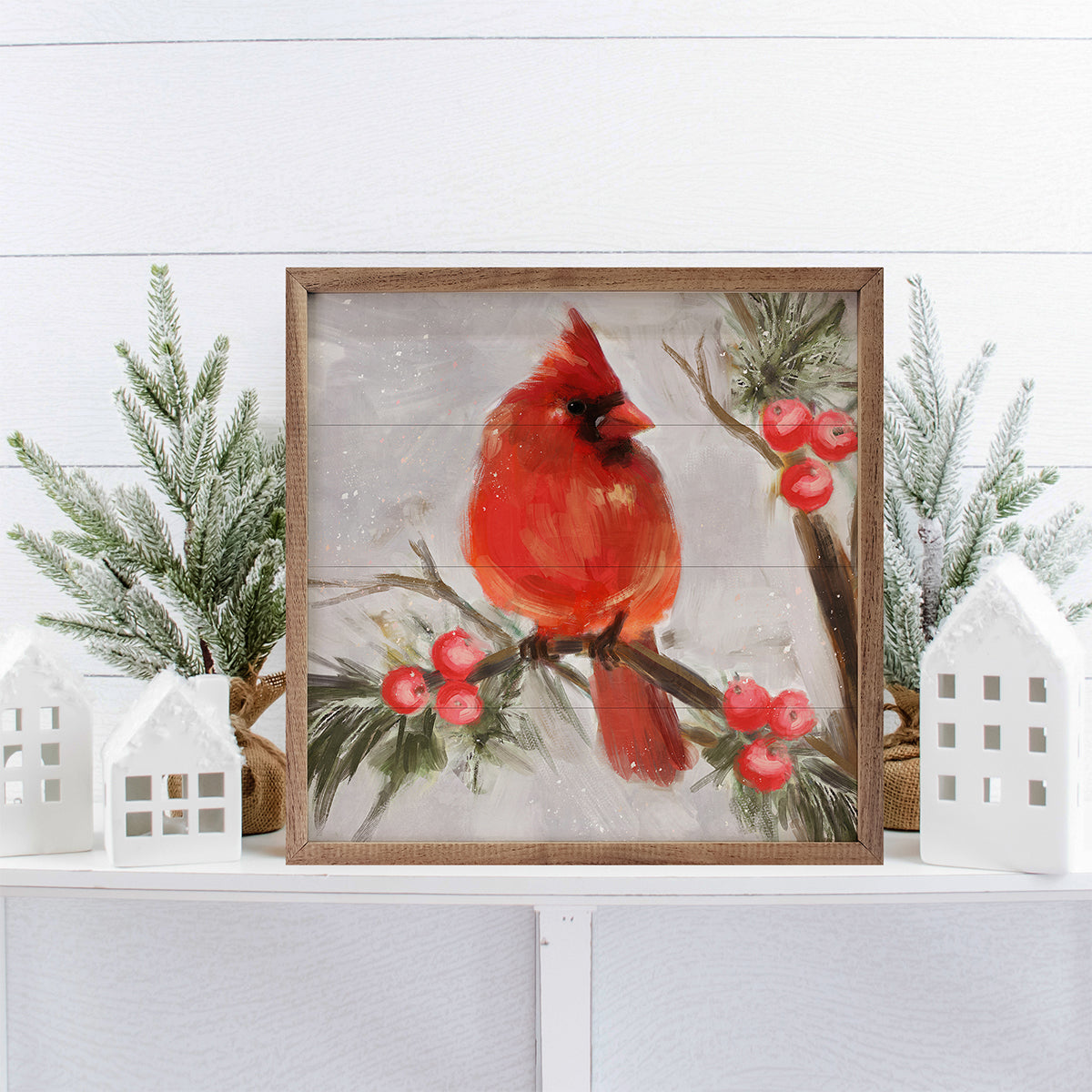 Cardinal II Looking Right By Nina Blue Printed and Framed Wall Sign