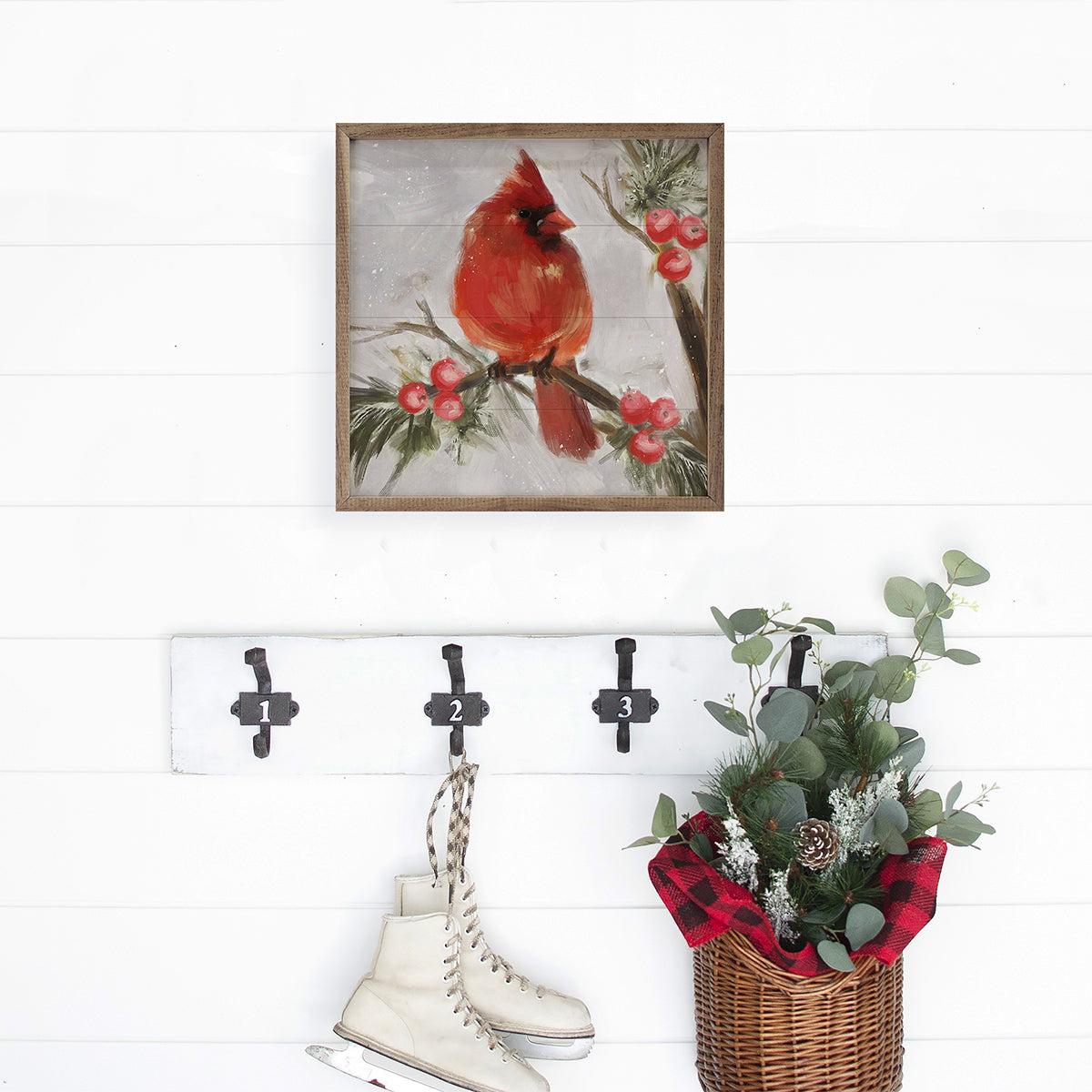 Cardinal II Looking Right By Nina Blue Printed and Framed Wall Sign