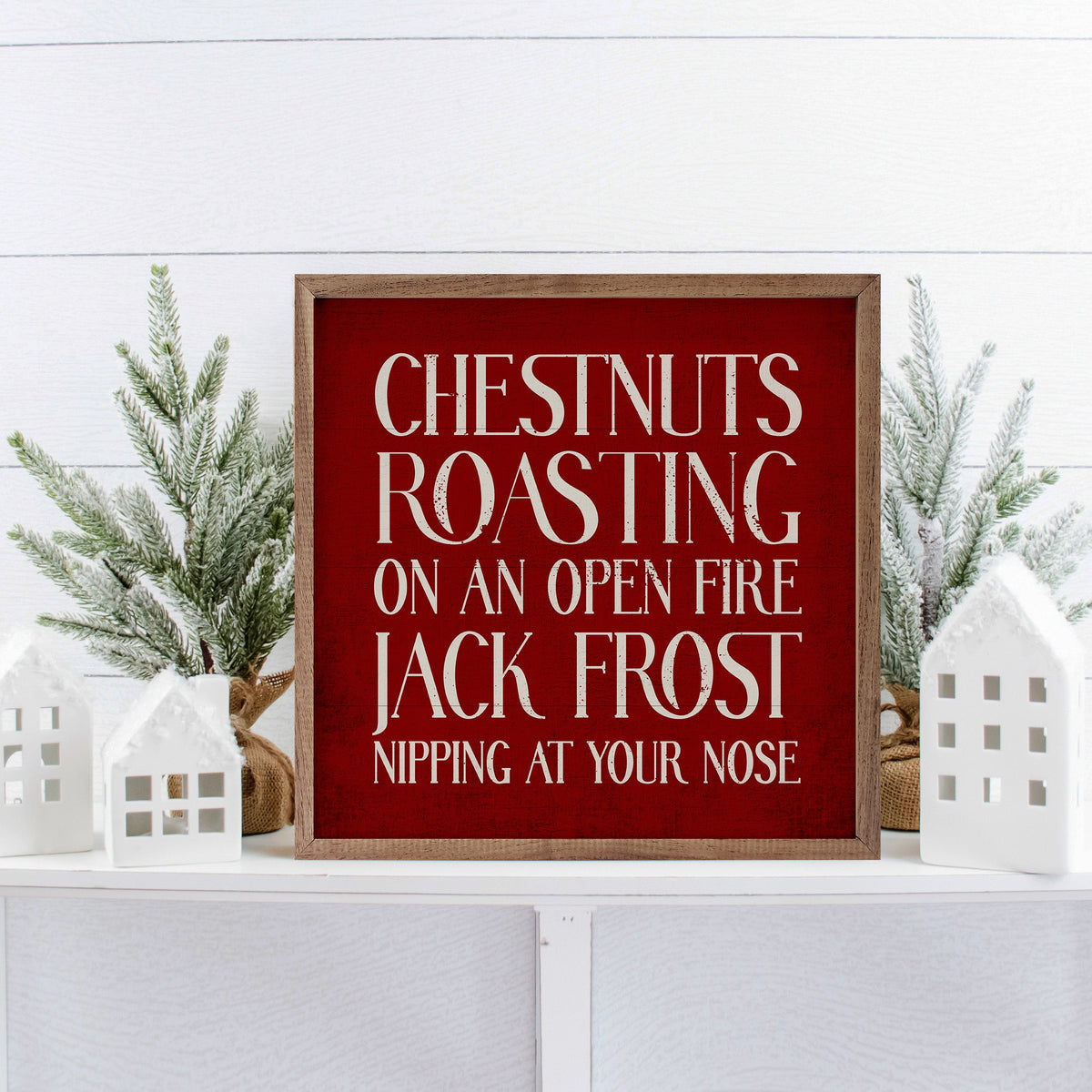 Chestnuts Roasting Red Printed and Framed Wall Sign
