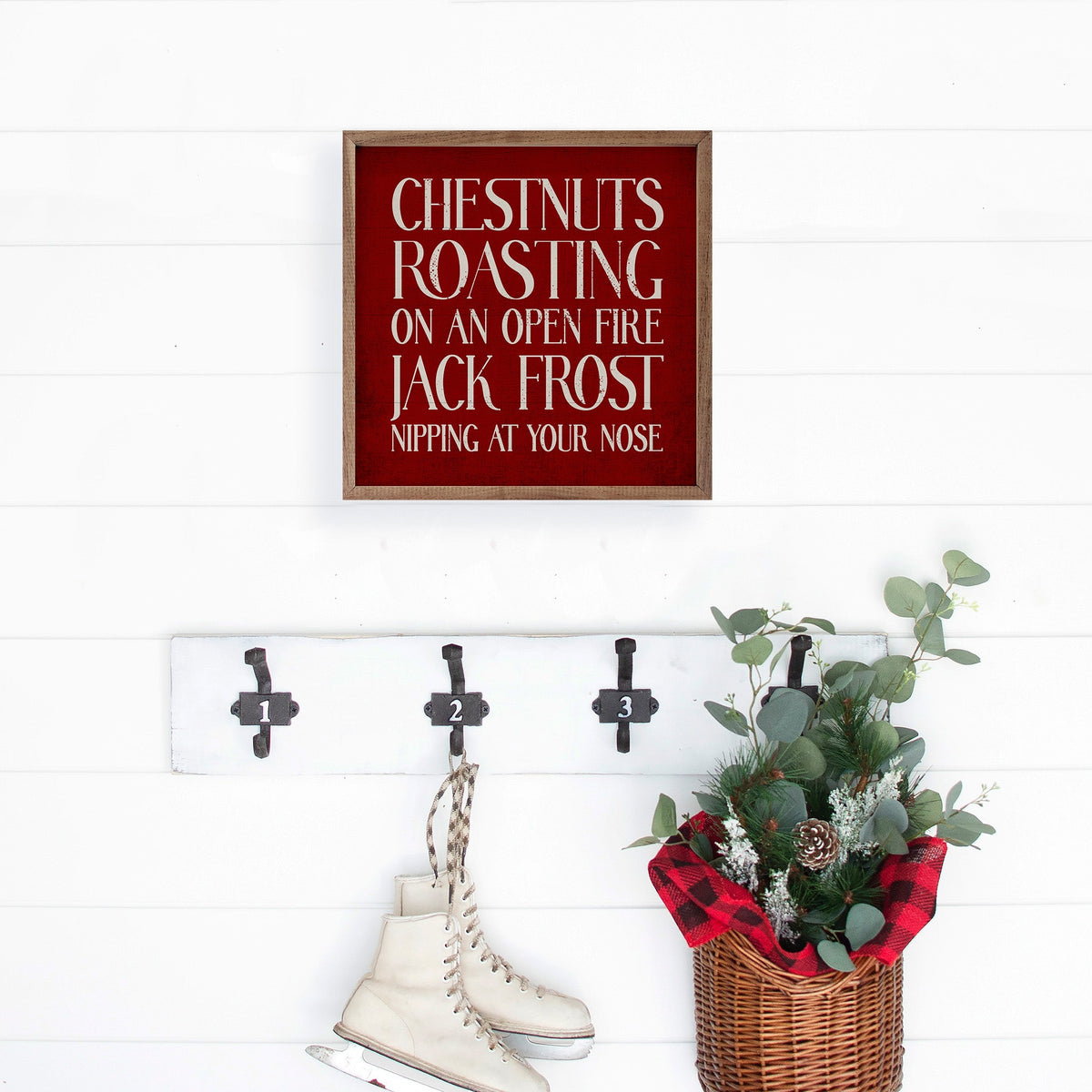 Chestnuts Roasting Red Printed and Framed Wall Sign