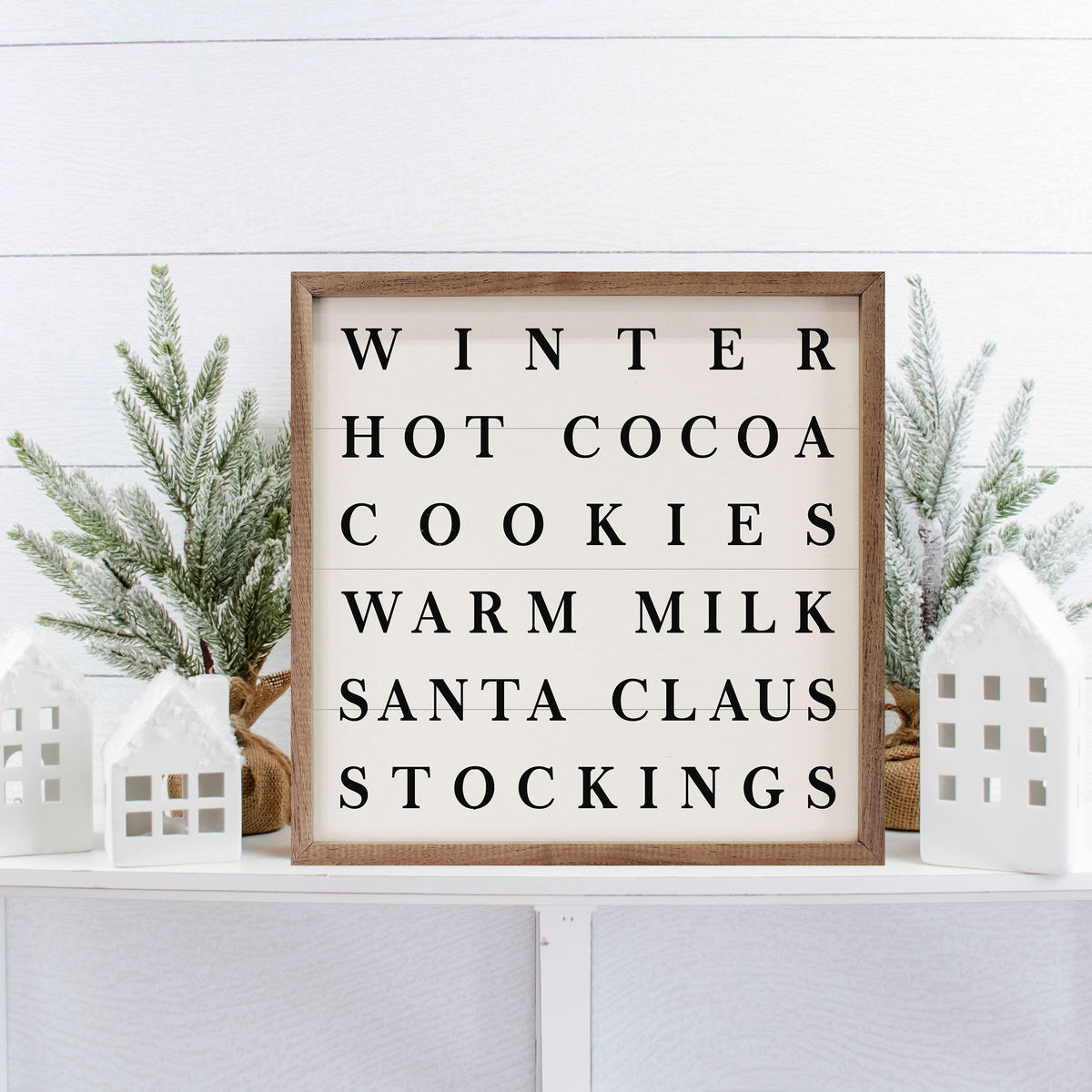 Christmas Comforts White Printed and Framed Wall Sign