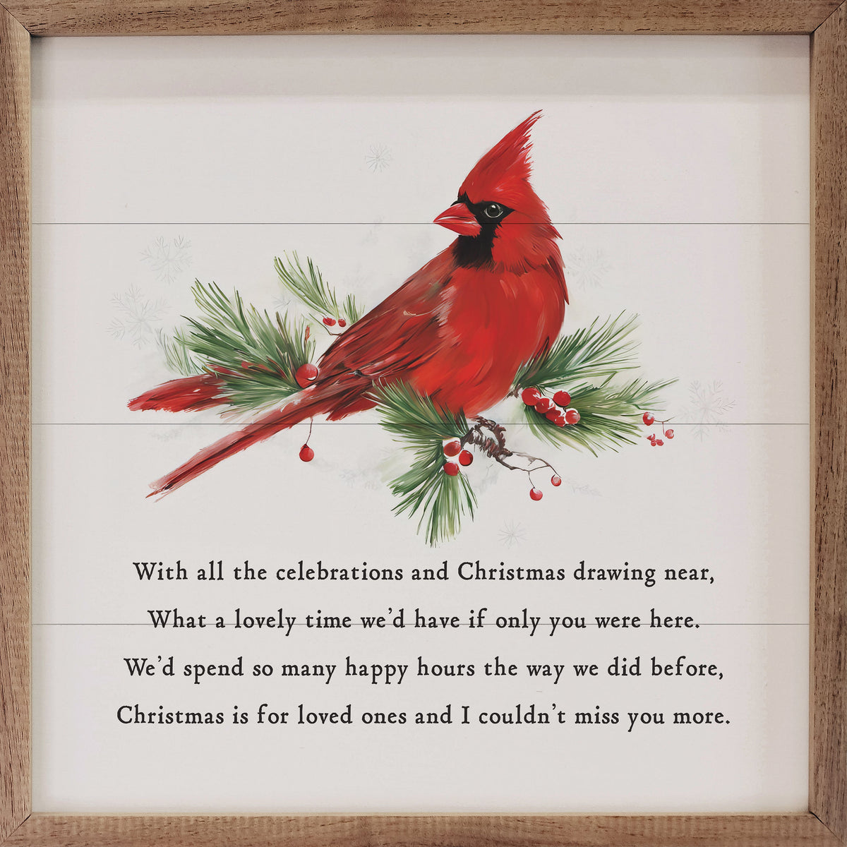Christmas Drawing Near Cardinal White Printed and Framed Wall Sign