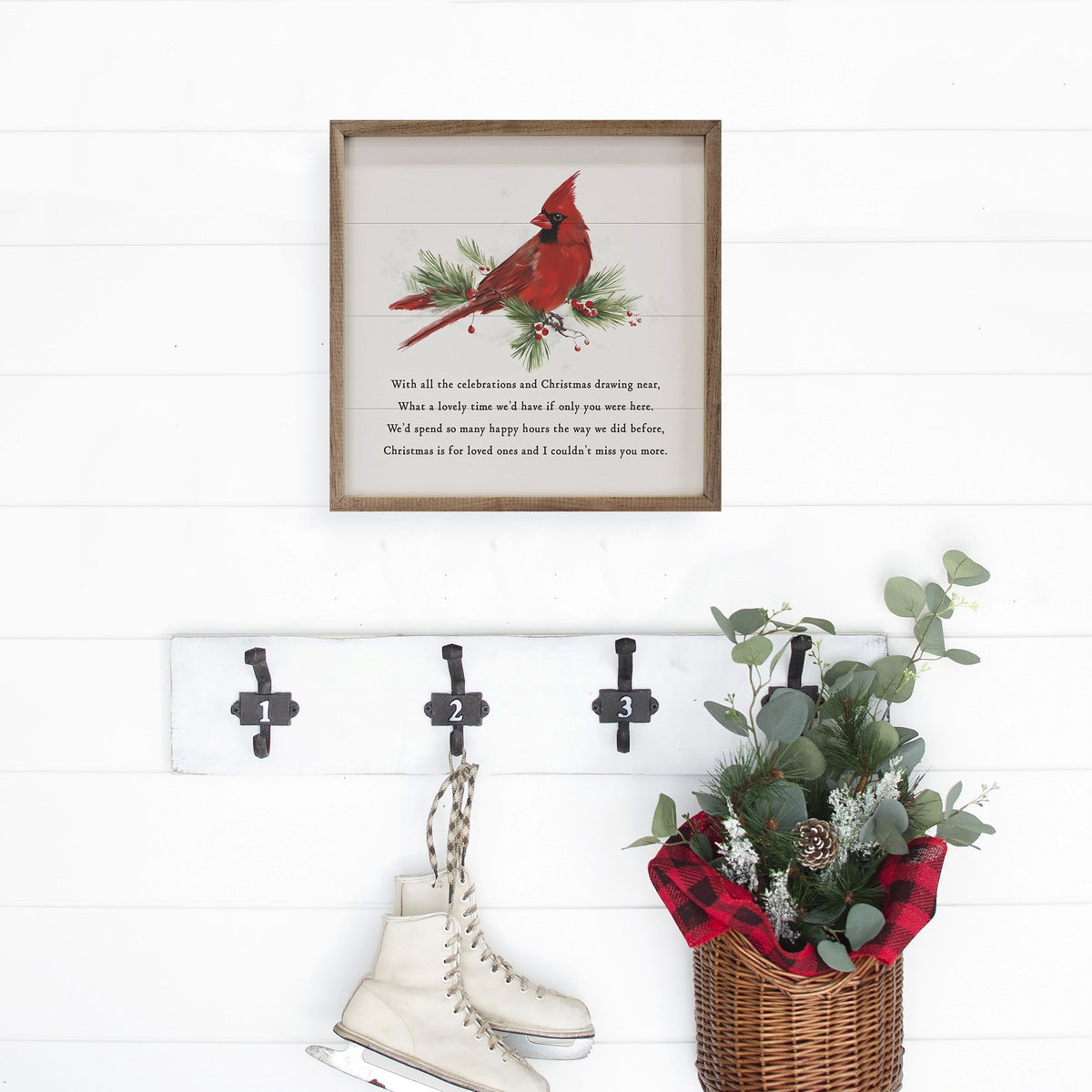Christmas Drawing Near Cardinal White Printed and Framed Wall Sign