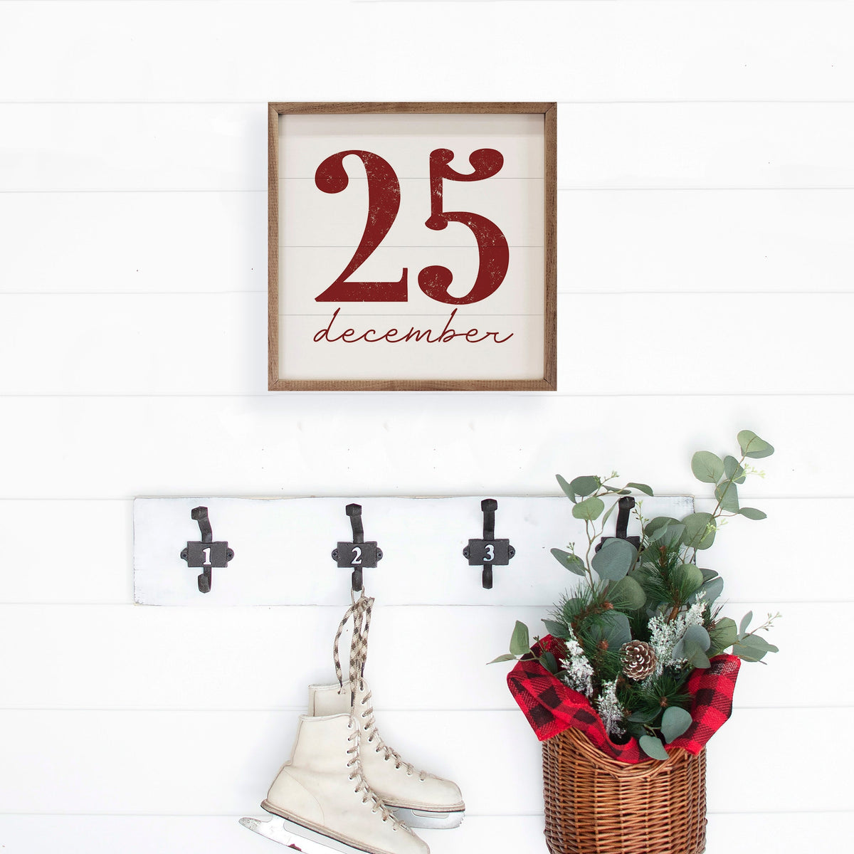 December 25th Script Printed and Framed Wall Sign