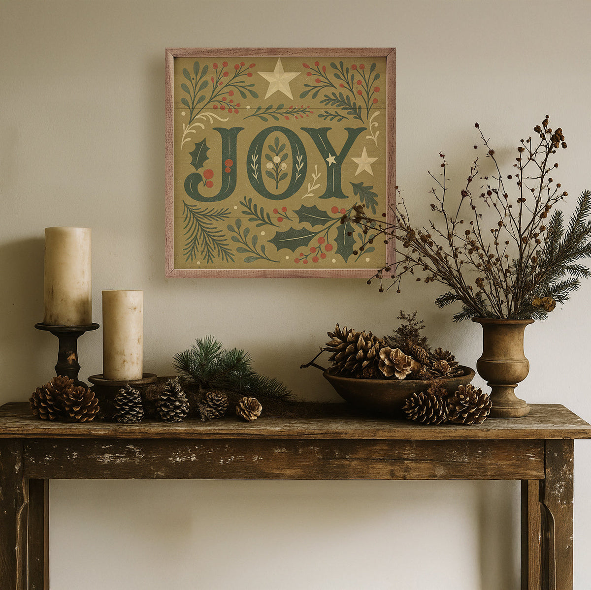 Decorative Joy Printed and Framed Wall Sign