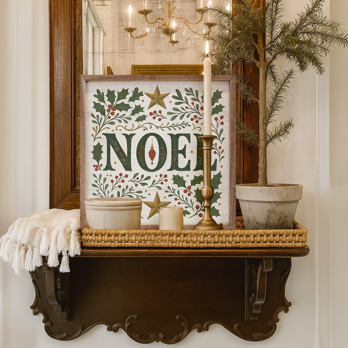 Decorative Noel Printed and Framed Wall Sign