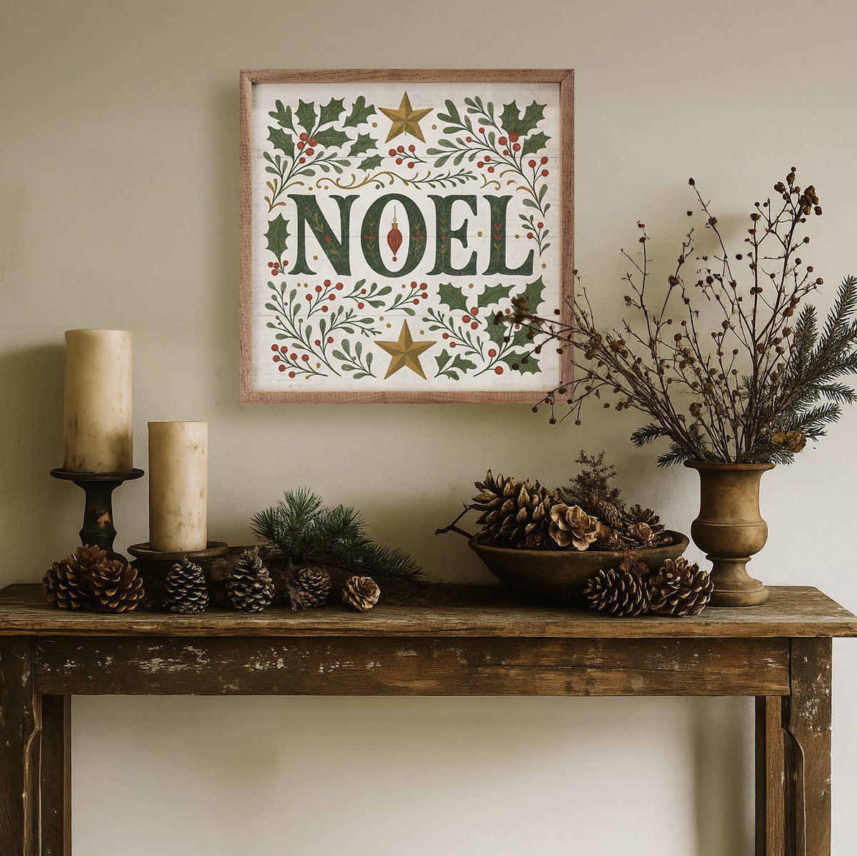 Decorative Noel Printed and Framed Wall Sign